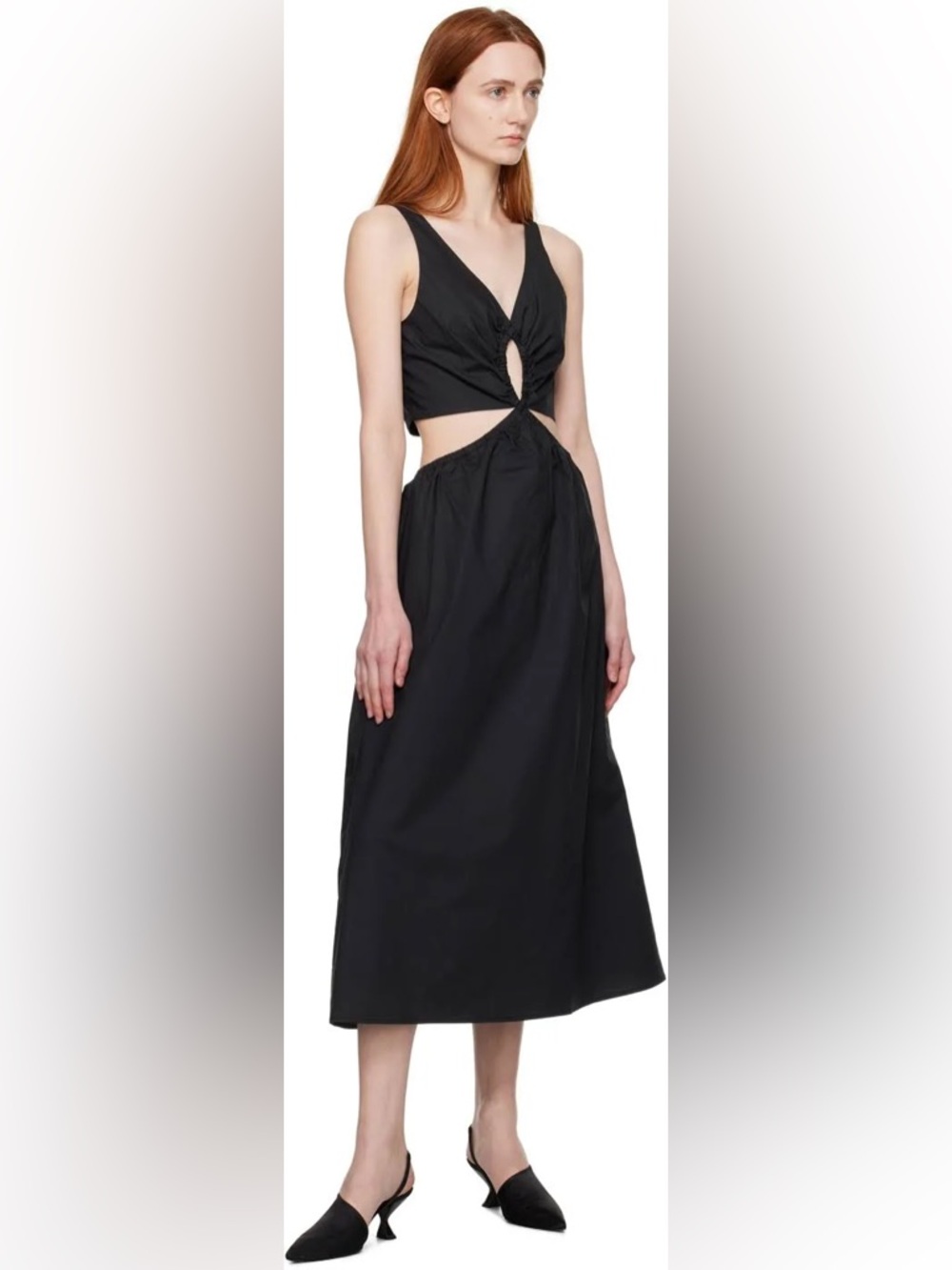 NWT Anine Bing M Dione Black Cutout Midi Dress with Twist Front